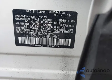 2025 Subaru Forester Touring from USA, damaged, VIN JF2SLDTC9SH526940